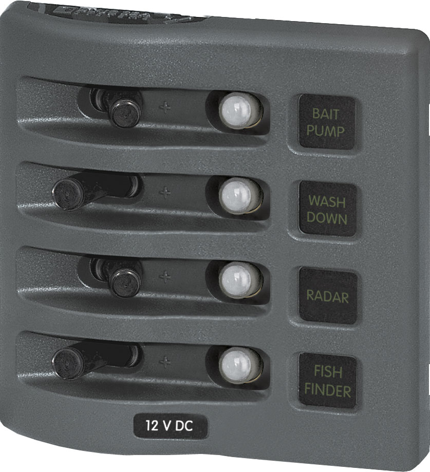 Blue Sea 4374-BSS Weather Deck Panel 12v 4 Circuit Breaker