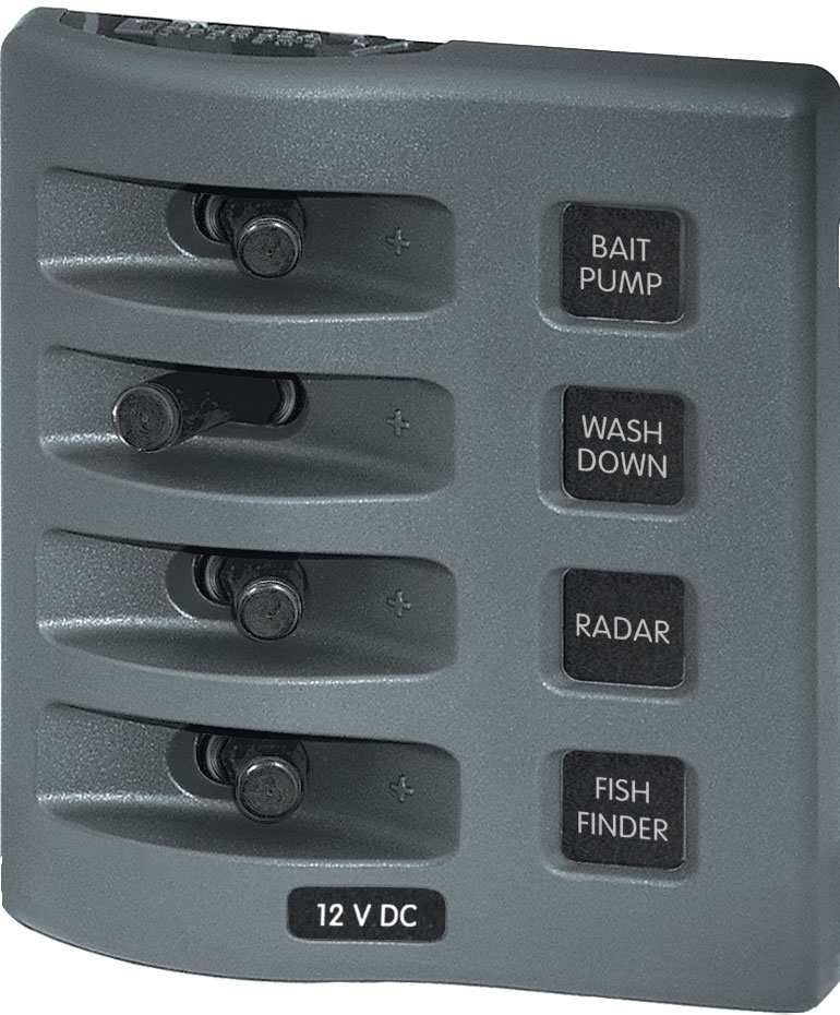 Blue Sea 4305-BSS Weather Deck Panel 12v 4 Gang Switch
