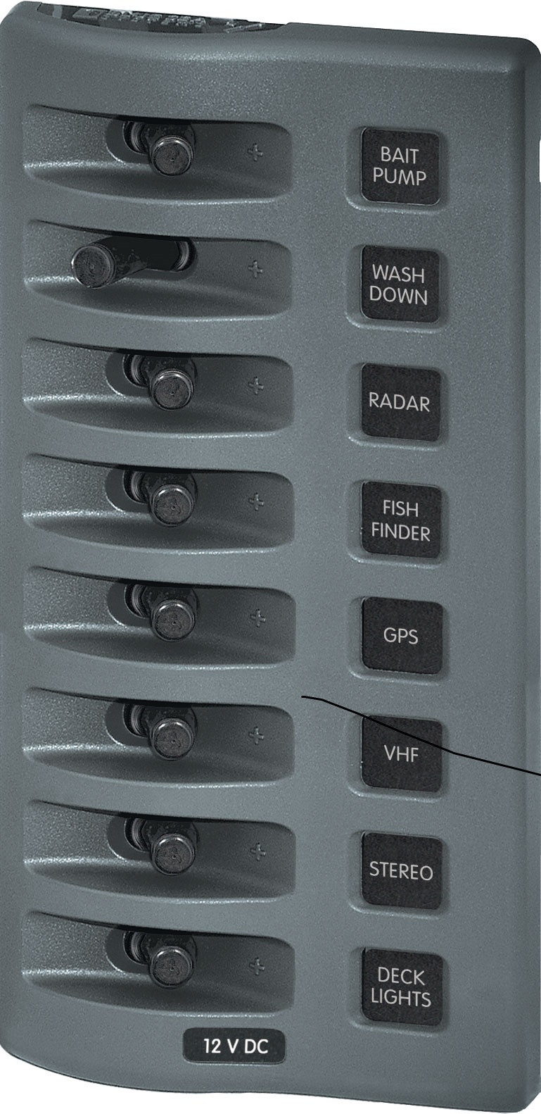 Blue Sea 4309-BSS Weather Deck Panel 12v 8 Gang Switch