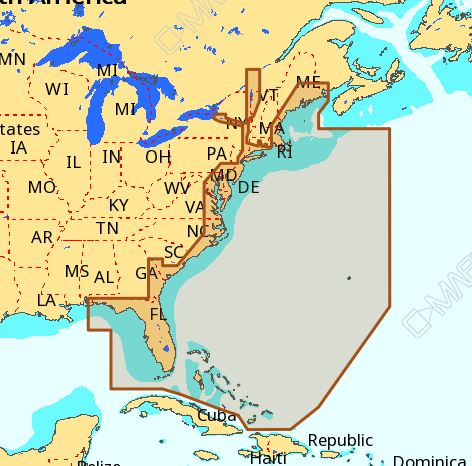 C-MAP M-NA-M022-CC NA-M022 Max Wide C Card East Coast and Bahamas