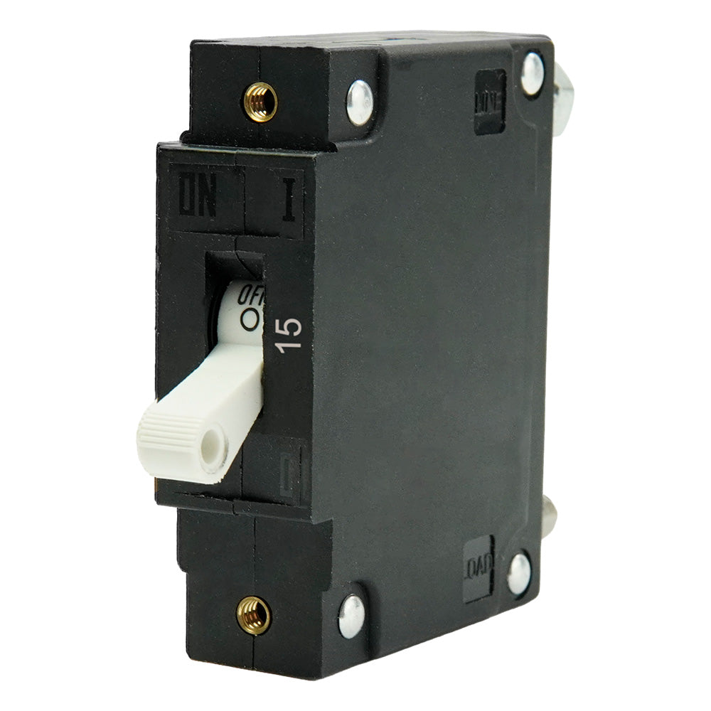 EGIS 3501-015 C Series White Toggle Panel Mount Circuit Breaker Single Pole AC/DC 15 Amp Retail Pack