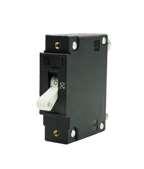 EGIS 3501-020 C Series White Toggle Panel Mount Circuit Breaker Single Pole AC/DC 20 Amp Retail Pack