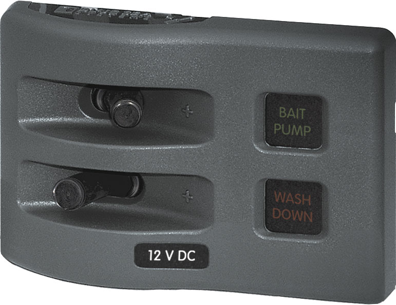 Blue Sea 4302-BSS Weather Deck Panel 12v 2 Gang Fuse