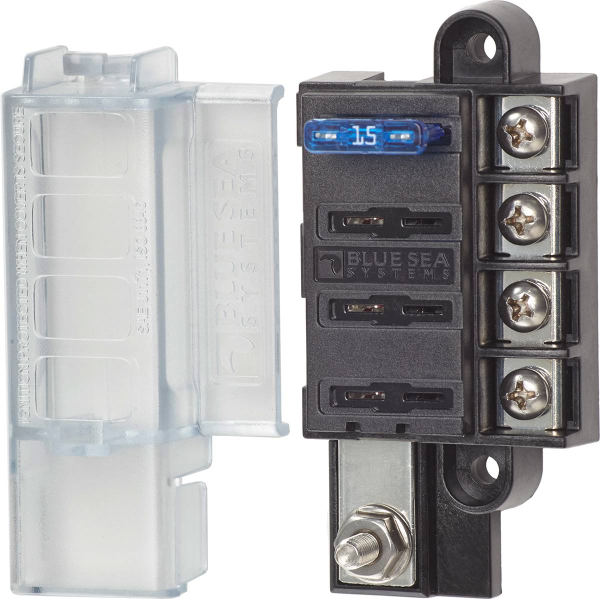Blue Sea 5045-BSS 5045 4-Circuit Fuse Block ST ATO/ATC with Cover