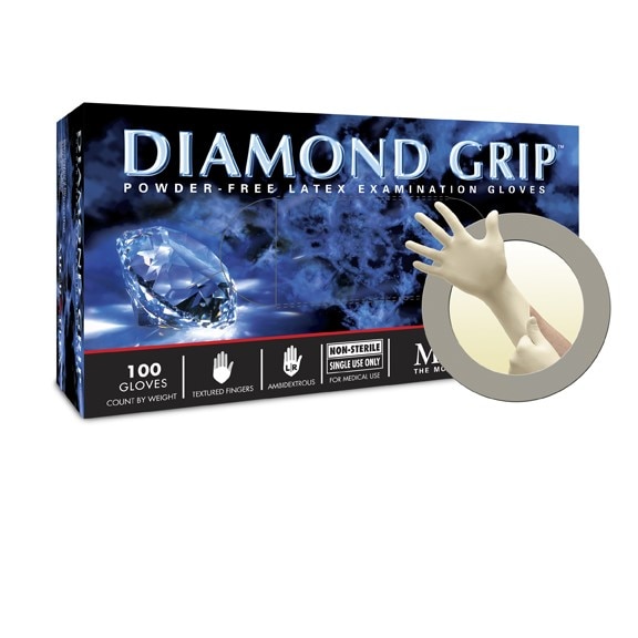 Microflex MFXMF-300-L Mircoflex Diamond GripTM Powder Free Latex Exam Gloves