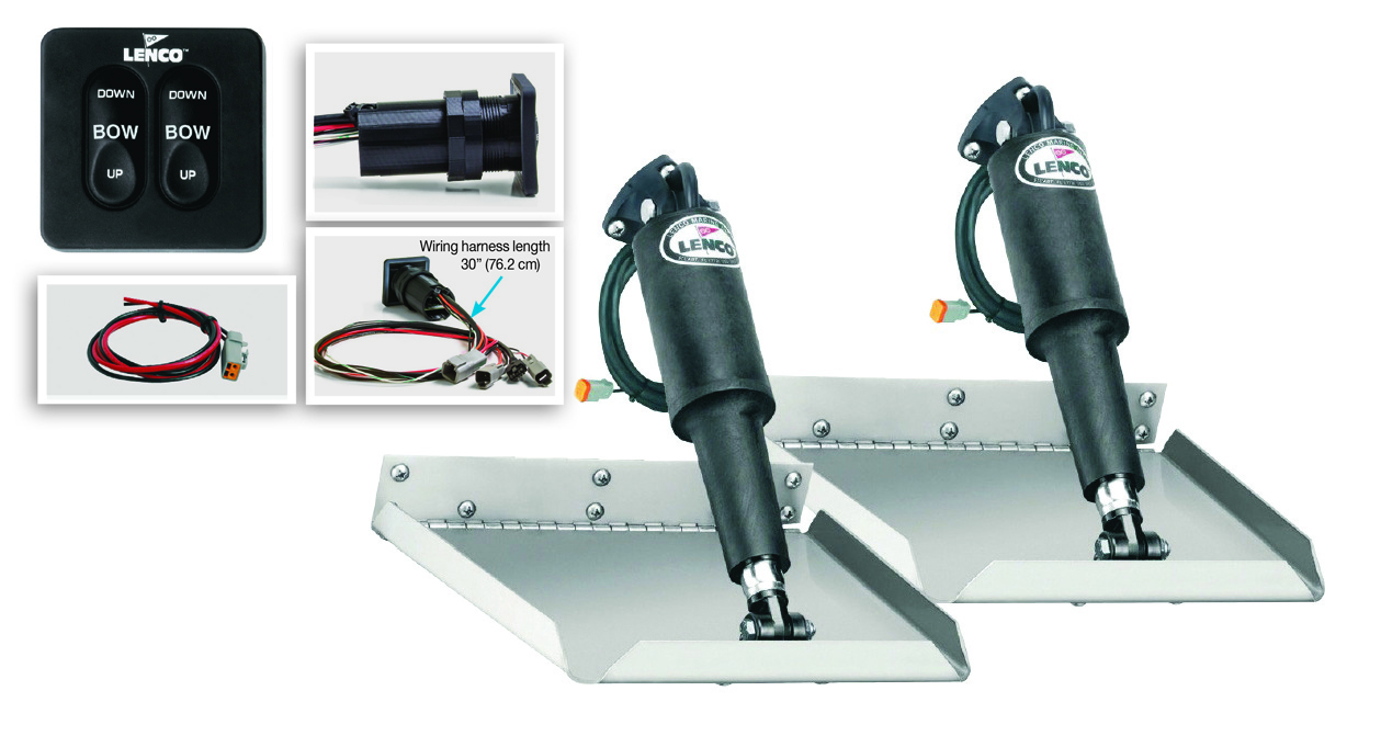 Lenco 15106-102 12inx12in Edge Mount Trim Tab Kit 12v with Standard Switch