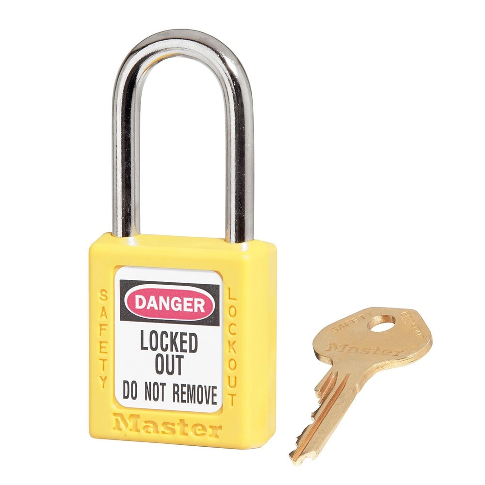 Master Lock MLS410YLW Padlock With permanent write-on labels 1-1/2" Xenoy