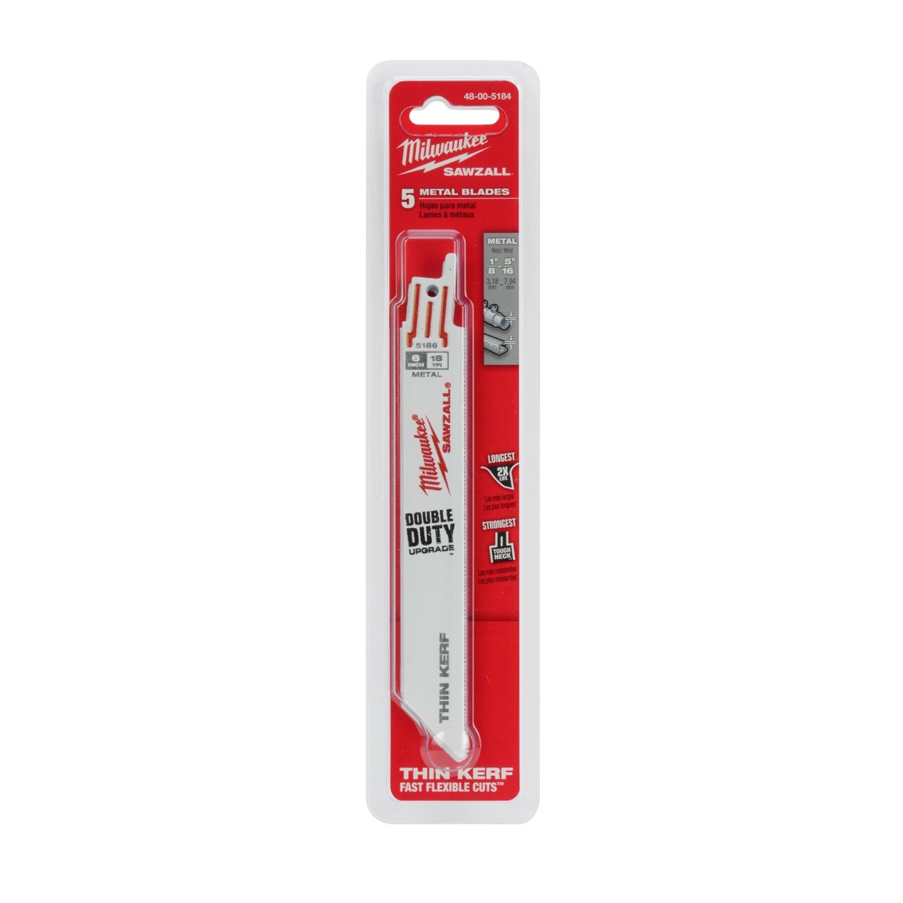 Milwaukee MIL48-00-5184 Reciprocating Saw Blade 6 Inch Bi-Metal 3/4 Inch