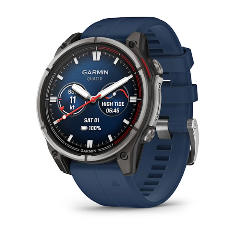 Garmin Quatix 8 Pro - 47mm AMOLED Smartwatch Titanium Bezel Captain Blue Silicone Band