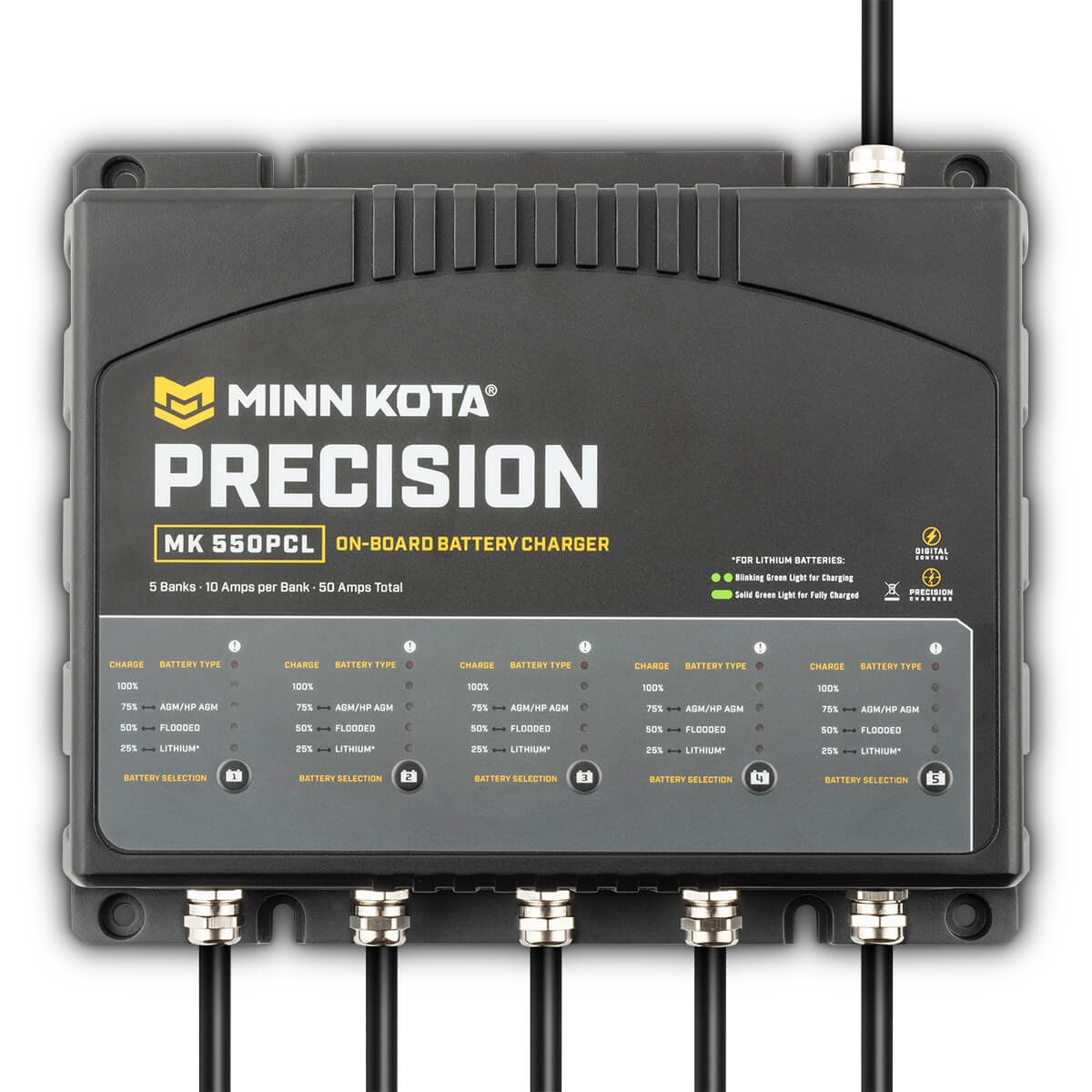 Minn Kota 1835500 MK550PCL Precision Charger 5 Bank 10 Amps