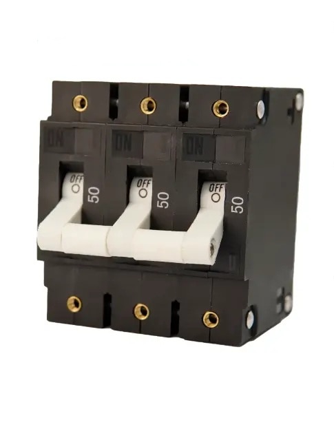EGIS 3503-050 C Series White Toggle Panel Mount Circuit Breaker Triple Pole AC 50 Amp Retail Pack