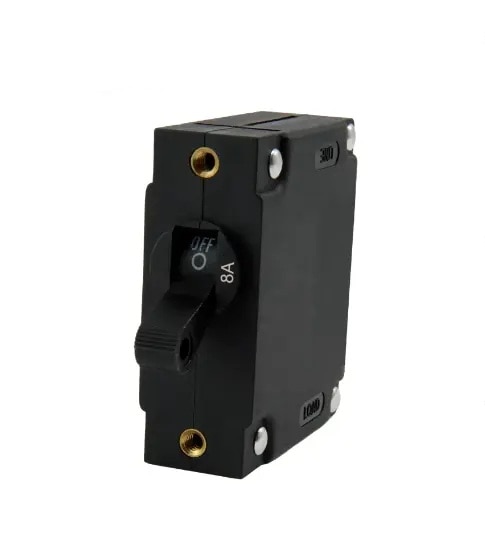 EGIS 3211-08 A Series Black Toggle Panel Mount Circuit Breaker Single Pole AC/DC 8 Amp Retail Pack