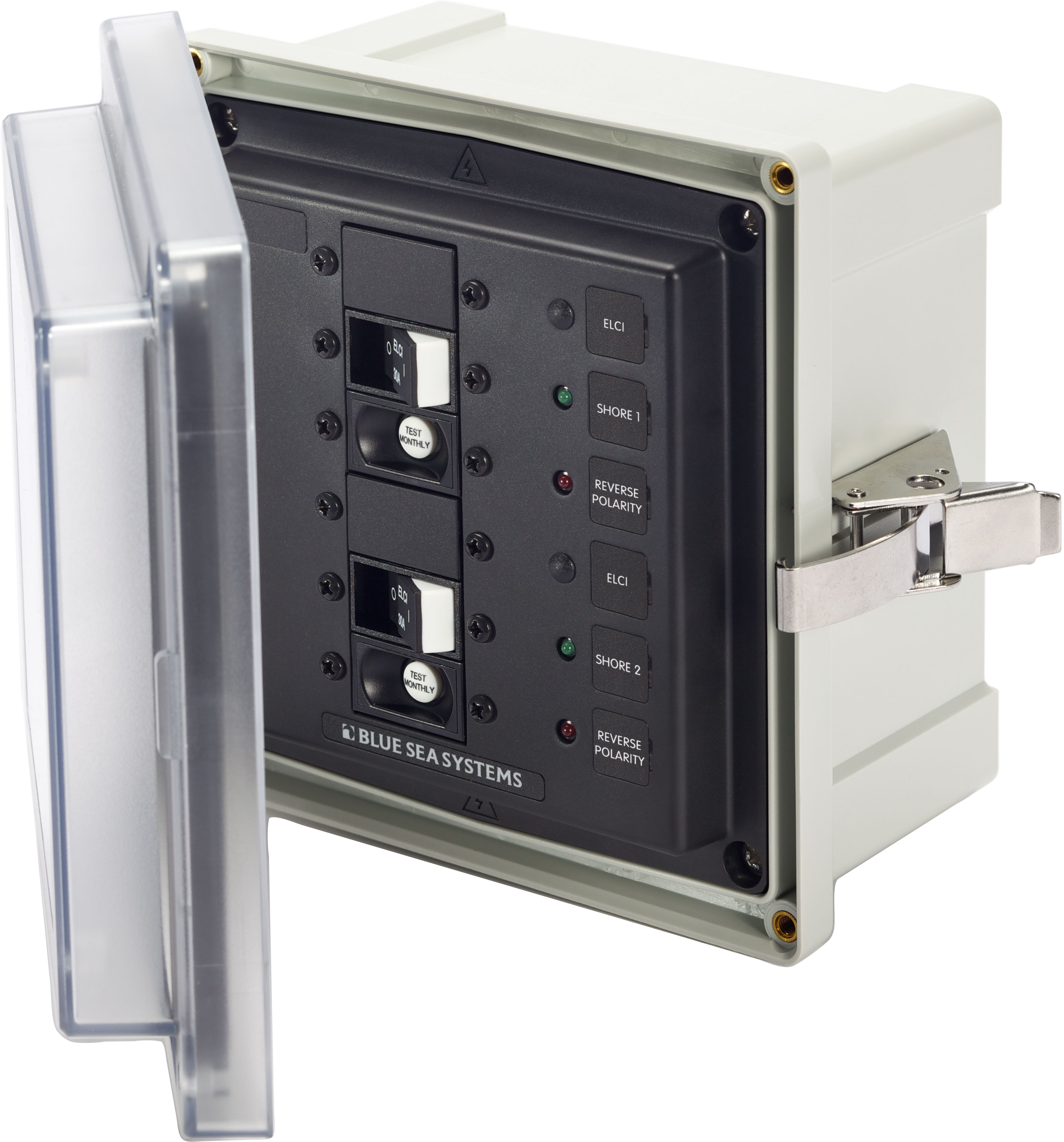 Blue Sea 3117-BSS Panel Enclosure Dual 120v AC 30A ELCI Main Surface Mount System