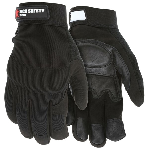 MCR Safety MCR903XXL Mechanics Gloves Leather Black Premium 2X-Large Unlined