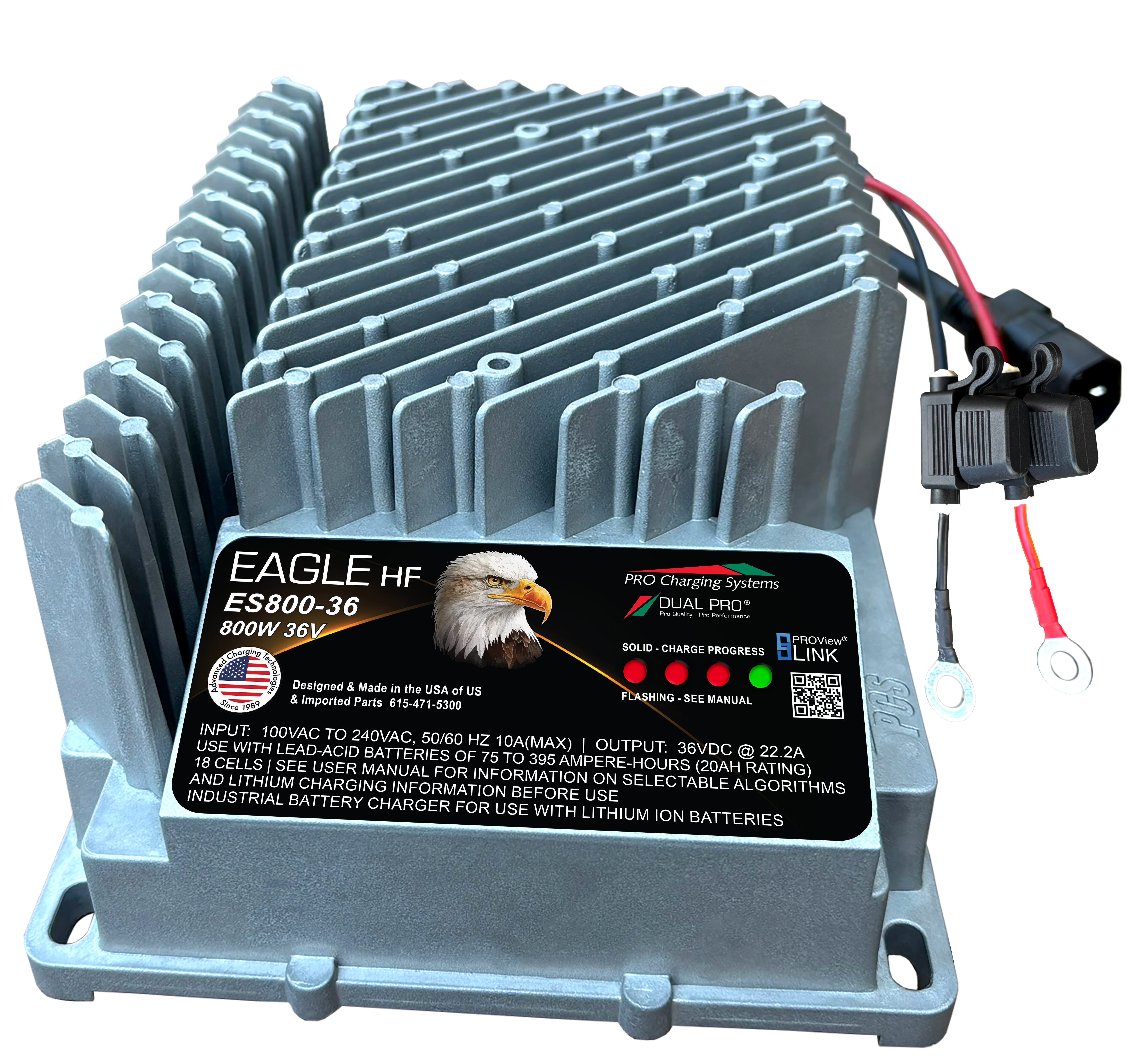 Dual ES080036V003 Pro Eagle Performance ES800 36v Battery Charger 1 Bank 22 Amps
