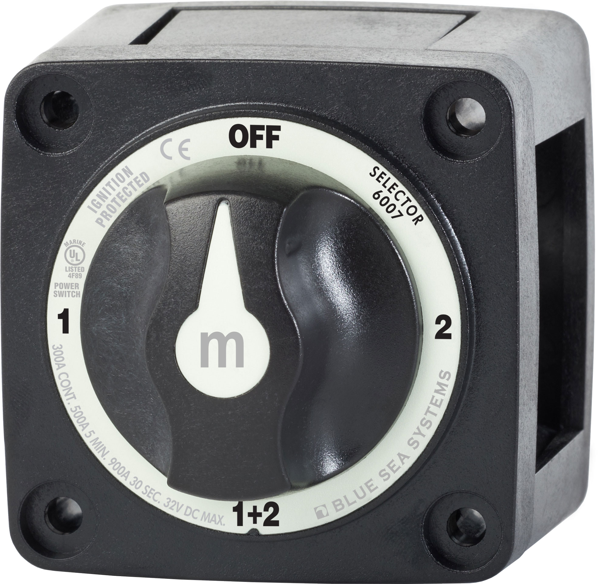 Blue Sea 6007200-BSS M-Series Battery Switch On/Off/On/Both with Knob Black