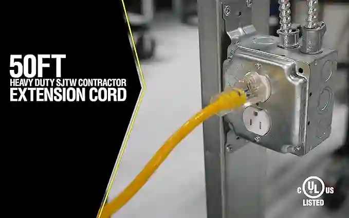 Yellow Jacket Premium SJTW Extension Cords with Lighted Ends | 2888 100' Cord + 2882 2' Cord - Image 2