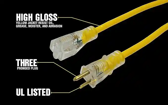 Southwire Yellow Jacket Heavy Duty Extension Cord - Reliable Outdoor Power for Tools & Equipment - Lighted End with Weather Resistant SJTW Jacket - 25 Foot - Image 2