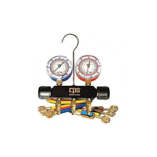 CPS MBHP5E 2-Valve Manifold and Gauge Kit | Durable Anodized Aluminum Construction | Accurate 2.5in Gauges with Silicon Dampening | Compatible with R-22, 404A, 410A