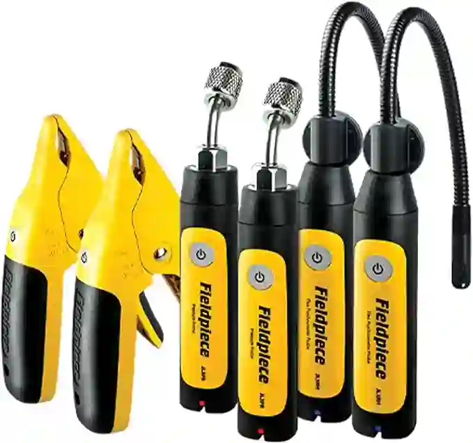 Fieldpiece - Job Link System HVACR Wireless Probe Kit - JL3KH6 - Fast Accurate Temps with Rapid Rail Technology - HVAC Tools with Padded Case