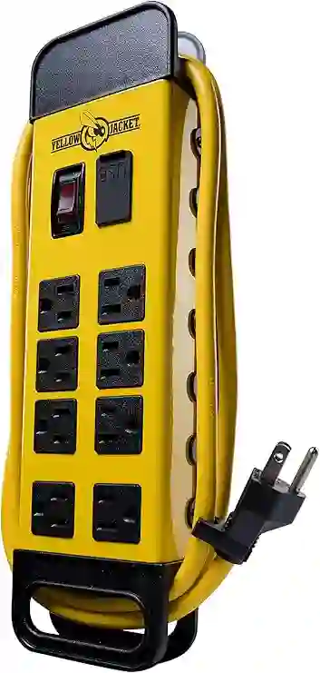 Yellow Jacket 5148 Modern 8-Outlet Metal Power Block with 2 USB Ports; Yellow - Image 2