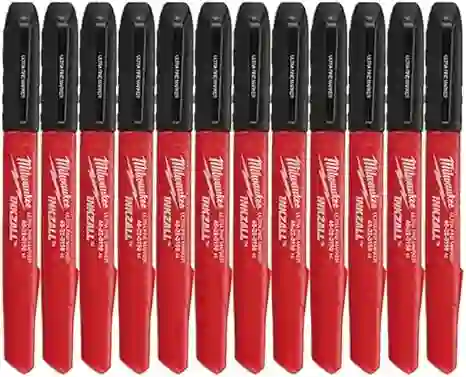 Milwaukee Electric - 12 PK INKZALL Black Ultra FINE Point Markers