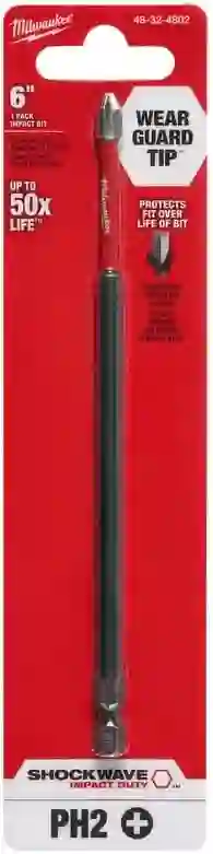 MILWAUKEE ELECTRIC TOOL 48-32-4802 Shockwave 6" Power Bit Phillips #2 - Image 2