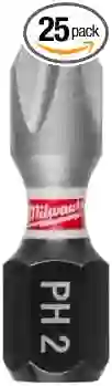 Milwaukee 48-32-4712 Shockwave Insert Bit Phillips #2, 25-Pack