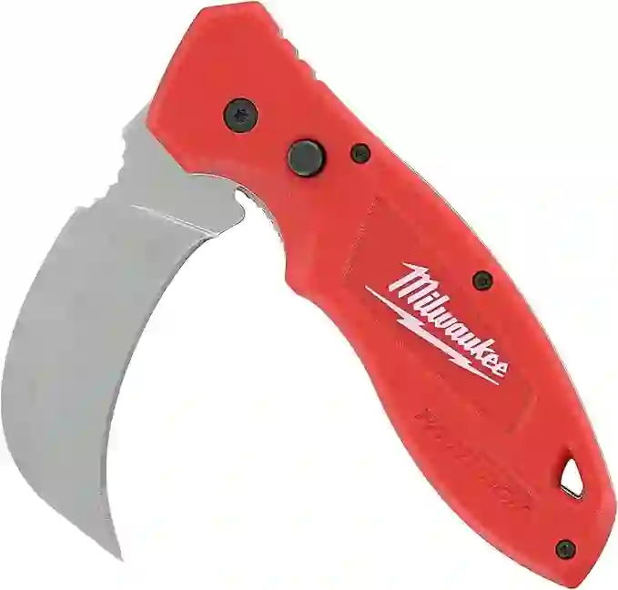 Milwaukee 48-22-1985 Fastback Hawk Bill Folding Knife w/Belt Clip and Lanyard Hole, Metal