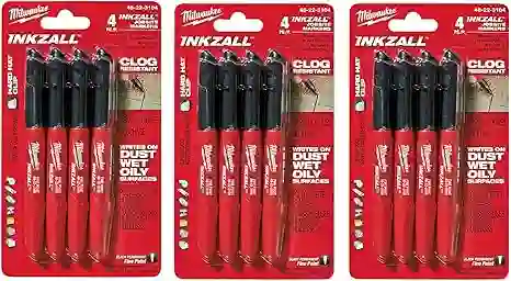 Milwaukee 48-22-3104 Inkzall Point Marker, Fine, Black, 12 Markers