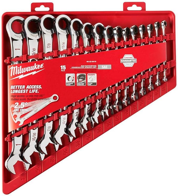 Milwaukee Electric Tools MLW48-22-9416 Ratcheting Combination Wrench Set - SAE