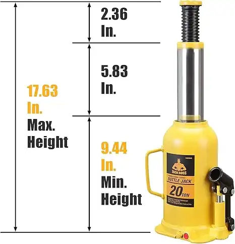 20 Ton (40,000 LBs) Capacity Hydraulic Welded Bottle Jack, TH92004X - Image 2