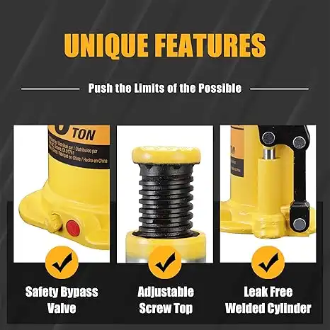 20 Ton (40,000 LBs) Capacity Hydraulic Welded Bottle Jack, TH92004X - Image 3