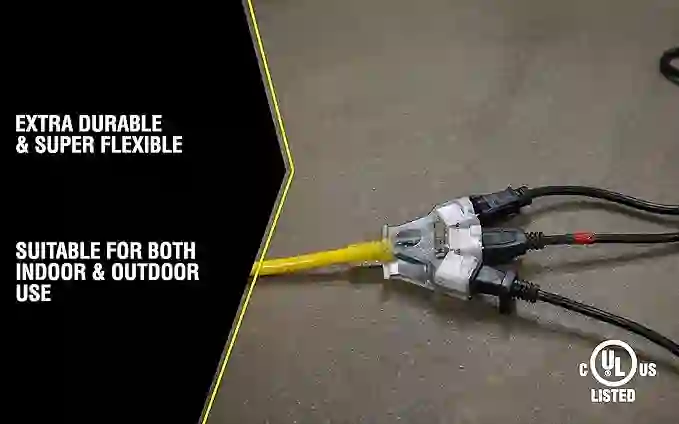 Yellow Jacket 2827 12/3 15-Amp SJTW Contractor Power Block, Heavy Duty, Multi, Lighted Outlets & 2882 12/3 Heavy Duty 15-Amp, 125 Volts 1875 Watts, Premium SJTW Contractor Grade 3 Out - Image 2