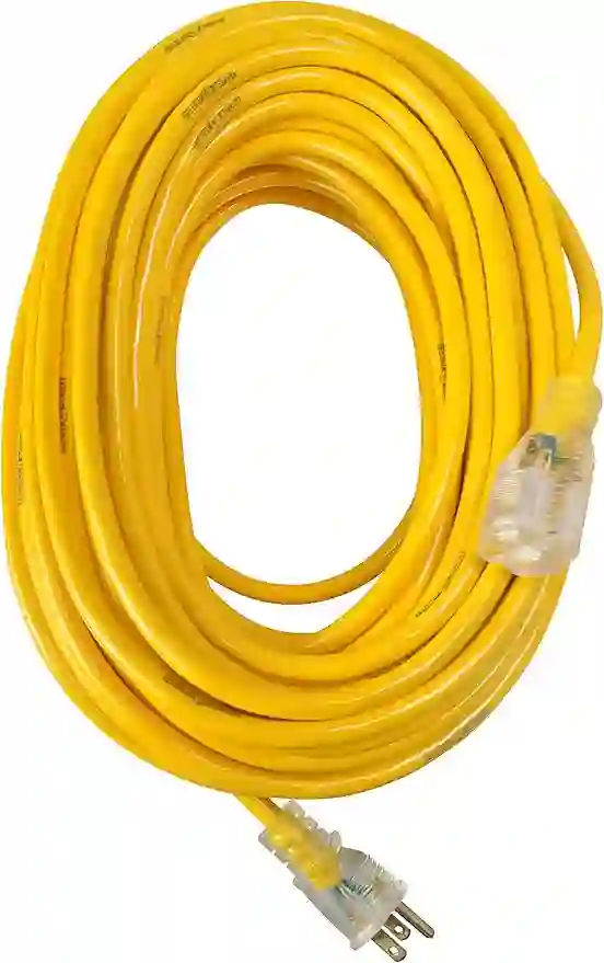 Yellow Jacket Medium Duty Extension Cord, 50Ft, 14 Gauge, 3 Conductor, Lighted End, Weather Resistant, SJTW, Yellow, 2887