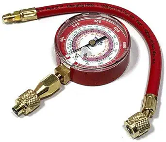 Yellow Jacket 40344 Red Single Test Pressure Gauge (R22/R410A/R404A) W/12" Hose