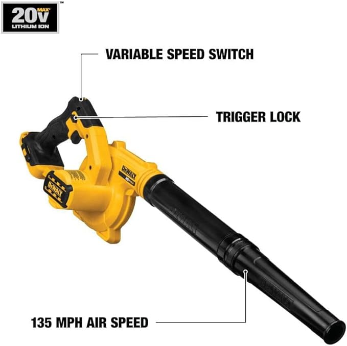 DEWALT 20V MAX Blower, 100 CFM Airflow, Variable Speed Switch, Includes Trigger Lock, Bare Tool Only (DCE100B)