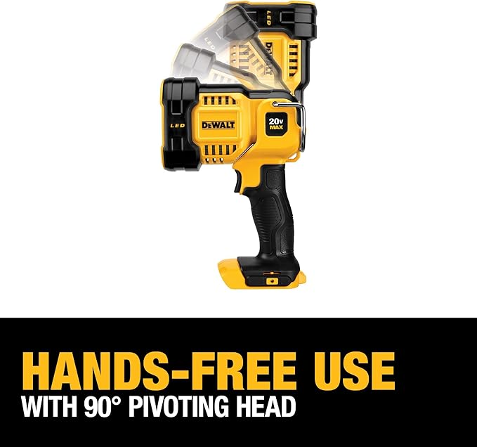 DEWALT 20V MAX LED Work Light, Handheld Spotlight with 508 Yard Distance, Pivoting Head, 1500 Lumens, Cordless, Battery Not Included (DCL043)
