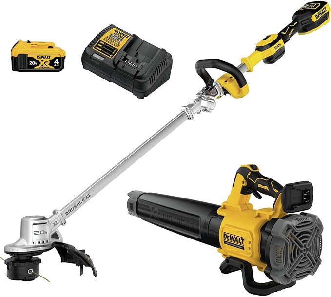 Dewalt DCKO222M1R 20V MAX XR Brushless Lithium-Ion 14 in. Cordless Folding String Trimmer/Handheld Blower Combo Kit (4 Ah) (Renewed)
