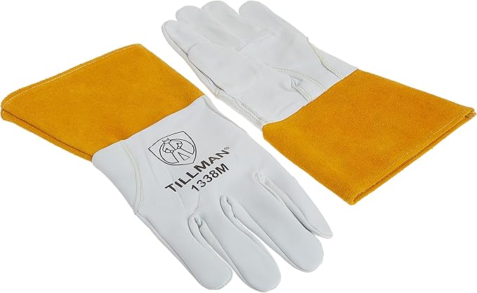 1338M Goatskin Tig Glove4 Cuff-Cd Medium by Tillman (1338 - MEDIUM), White