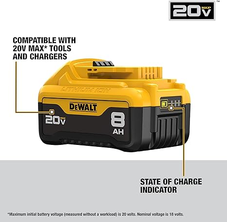 DEWALT 20V MAX* XR Battery, 8.0-Ah (DCB208)