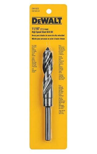 DEWALT DW1623 11/16-Inch Black Oxide 1/2-Inch Shank Reduced Shank Twist Drill Bit