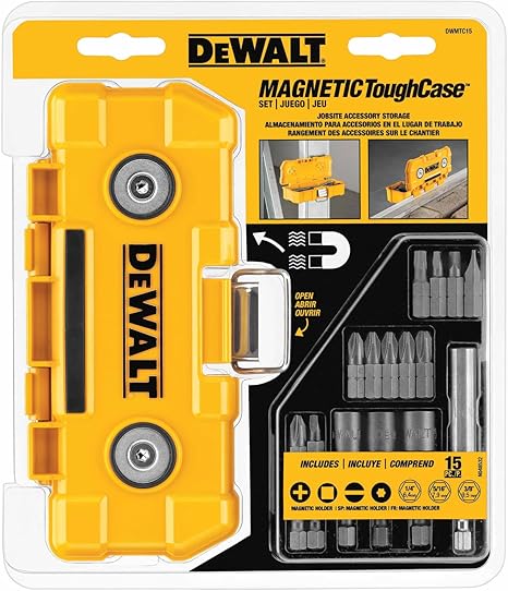 DEWALT Impact Driver Bit Set with Magnetic Tough Case, 15-Piece Carbide Tipped Bits (DWMTC15)