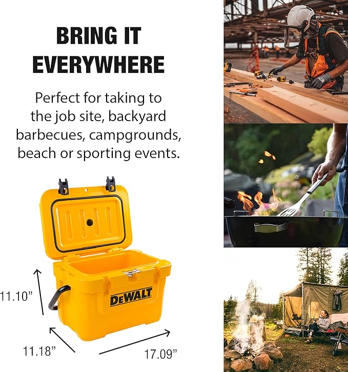 DEWALT DXC10QT Roto Molded Cooler, 10 Quart, DeWalt Yellow