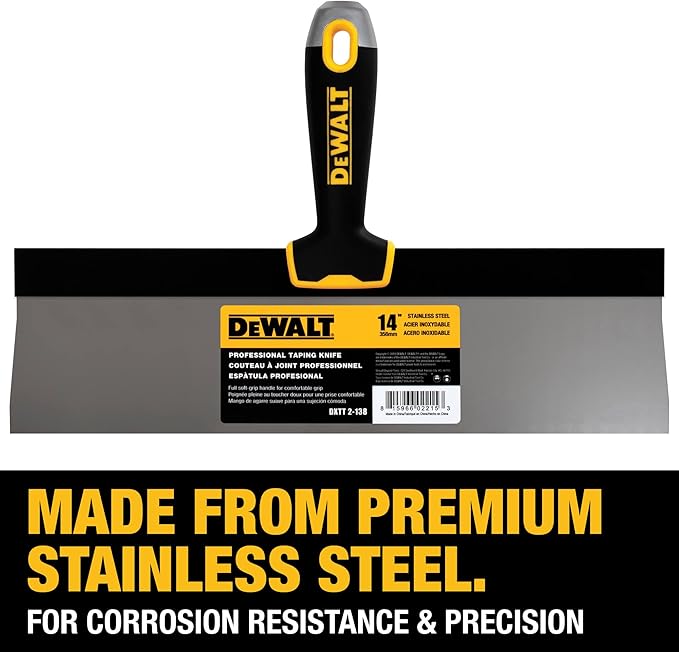 DEWALT 14" Taping Knife | Stainless Steel w/Soft Grip Handle | DXTT-2-138