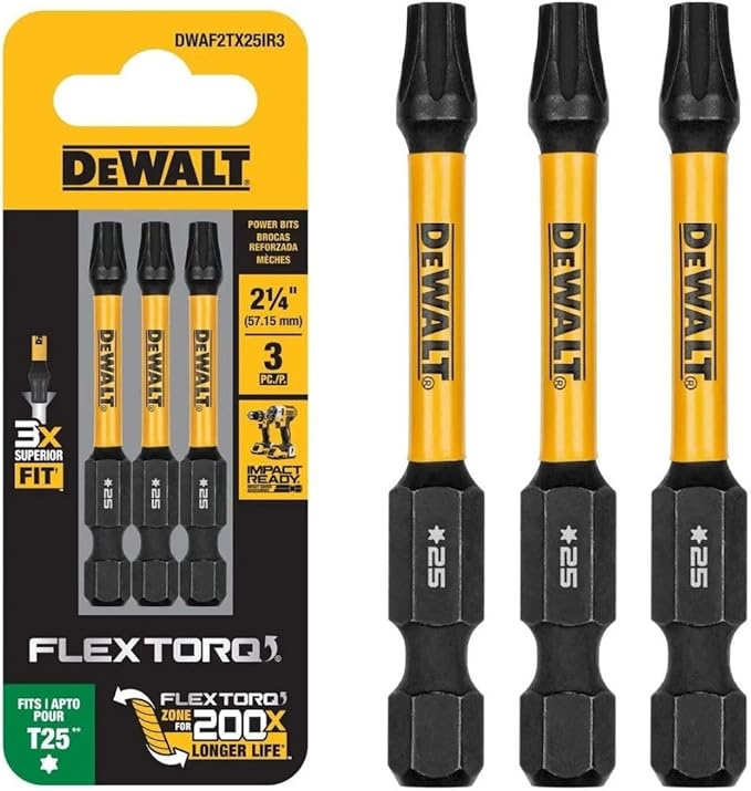 DW FLEXTORQ 3PK 2.25IN BITS FOR T25