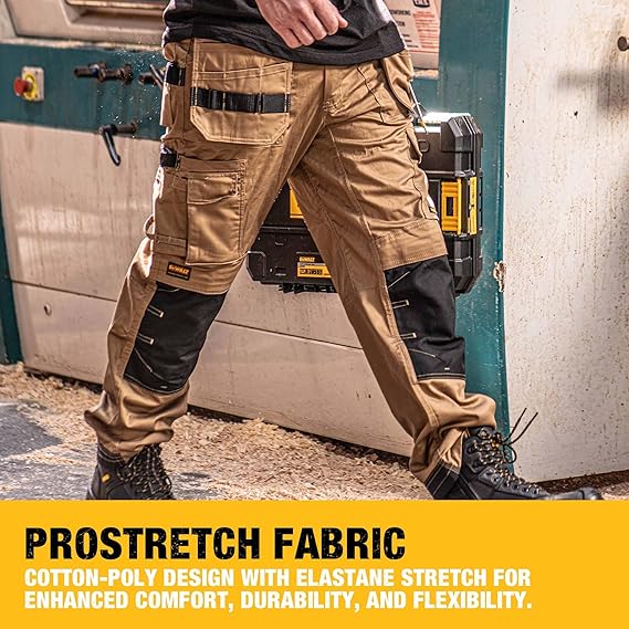 DEWALT Protradesman Men's Loose Fit, Holster Pocket, Cottonpoly Stretch Work Pants