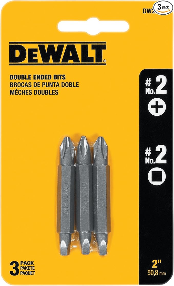 DEWALT DW2215 #2 Phillips and #2 Square Recess Double Ended Screwdriver Bit 3 Count ( 1Pack)