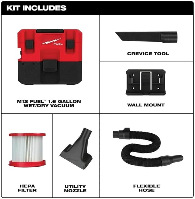 New 0960-20 Handheld vacuums for Milwaukee M12 Fuel 1.6 Gallon Cordless Wet Dry Vacuum with Filter - Tool Only