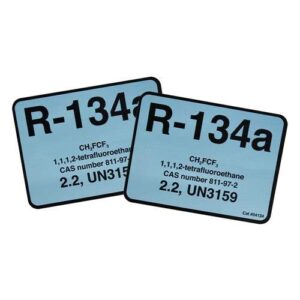 Pack of (2) R-134 / R134a / tetrafluroroethane Refrigerant Labels # 04134 Color Coded Refrigerant ID Labels